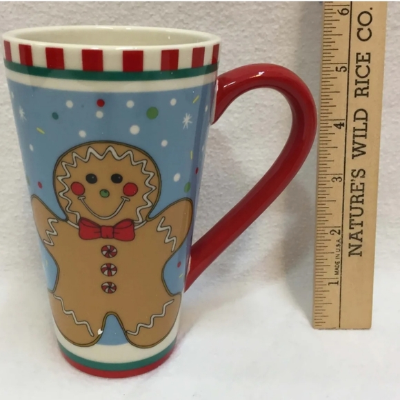 2 Gingerbread Mugs New Celebrating Home Stoneware Microwave Dishwasher Safe - Picture 3 of 9